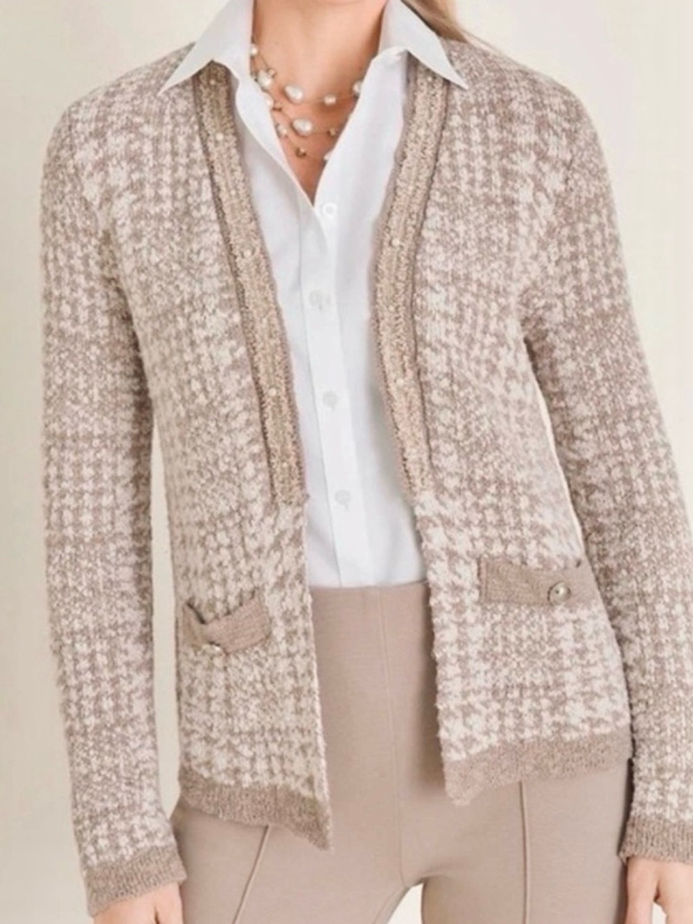 Chico’s NWT Houndstooth Pattern Open Front Cardigan